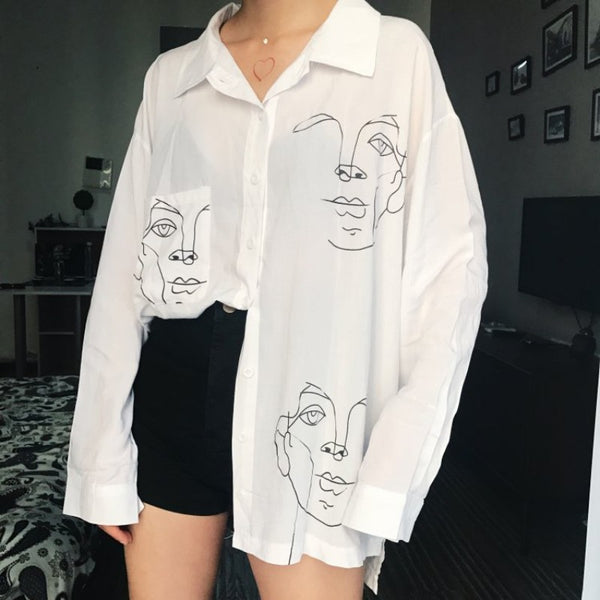 Face Print Blouse Shirt